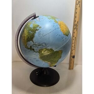 16" World Globe Black Base Desktop Map Decor Does Not Light Up 🌎🖤